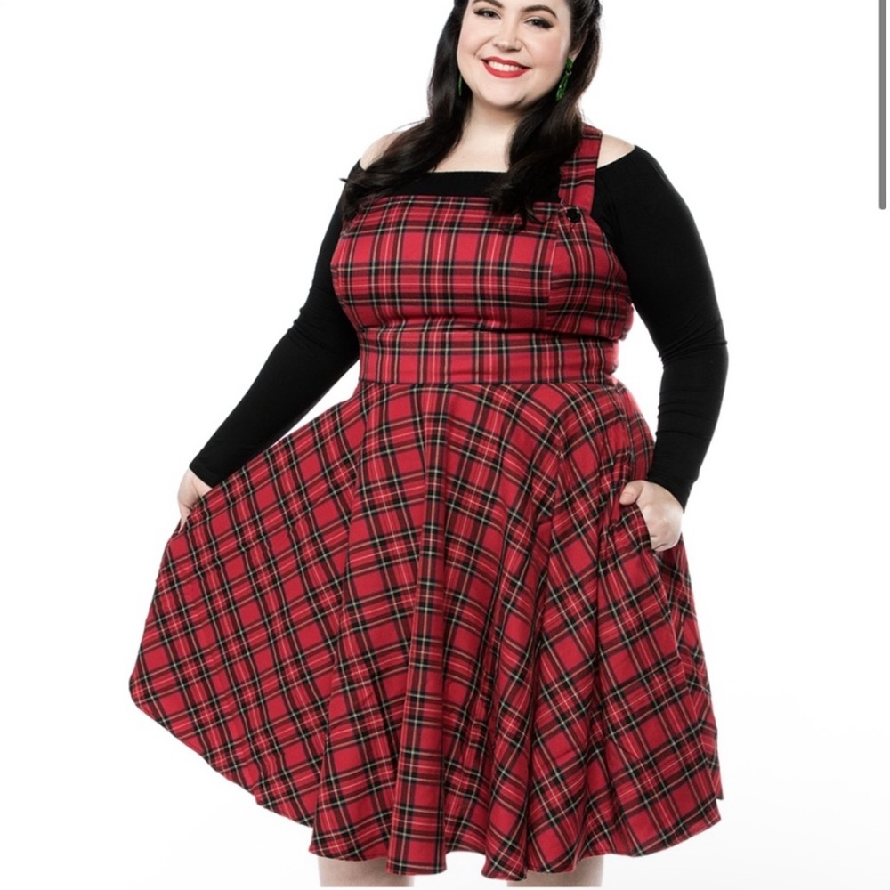 HELL BUNNY Irvine Tartan Pinafore Dress Plaid Retro 50s Rockabilly Indie 2XL
